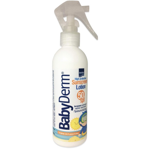 Intermed Babyderm Sunscreen Lotion Face & Body Παιδικό Αντηλιακό Γαλάκτωμα για Πρόσωπο & Σώμα για Βρέφη Spf50 , 6m+, 200ml Intermed Babyderm Sunscreen Lotion Face & Body Παιδικό Αντηλιακό Γαλάκτωμα για Πρόσωπο & Σώμα για Βρέφη Spf50 , 6m+, 200ml