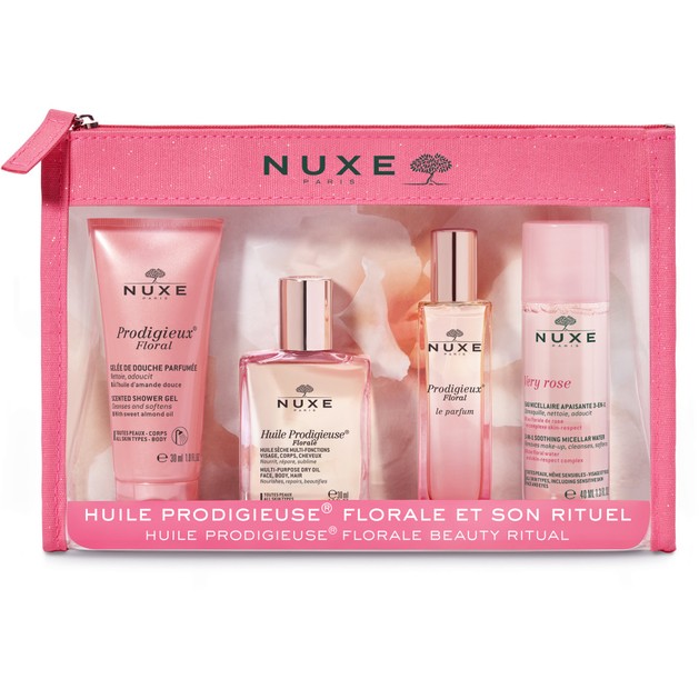 Nuxe Gift Pack Huile Prodigieuse Florale 30ml,Shower Gel 30ml,Prodigieux Floral le Parfum 15ml & Very Rose Micellar Water 40ml Nuxe Gift Pack Huile Prodigieuse Florale 30ml,Shower Gel 30ml,Prodigieux Floral le Parfum 15ml & Very Rose Micellar Water 40ml