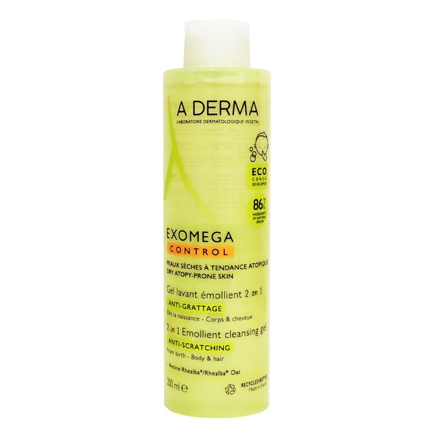 A-Derma Exomega Control Gel Lavant Emollient 2 en 1 Ενυδατικό Ζελ Καθαρισμού για Ατοπικό - Ξηρό Δέρμα για Σώμα & Μαλλιά 200ml A-Derma Exomega Control Gel Lavant Emollient 2 en 1 Ενυδατικό Ζελ Καθαρισμού για Ατοπικό - Ξηρό Δέρμα για Σώμα & Μαλλιά 200ml