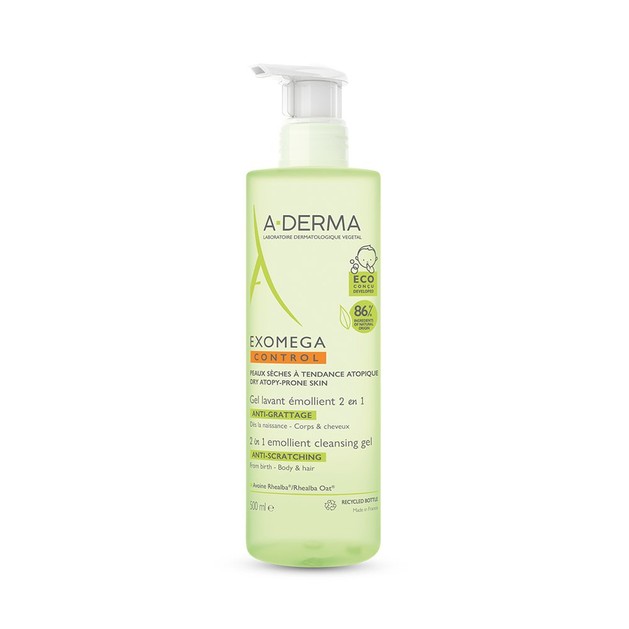 A-derma Exomega Control 2in1 Cleansing Anti-Scratching Emollient Gel for Body & Hair 500ml A-derma Exomega Control 2in1 Cleansing Anti-Scratching Emollient Gel for Body & Hair 500ml