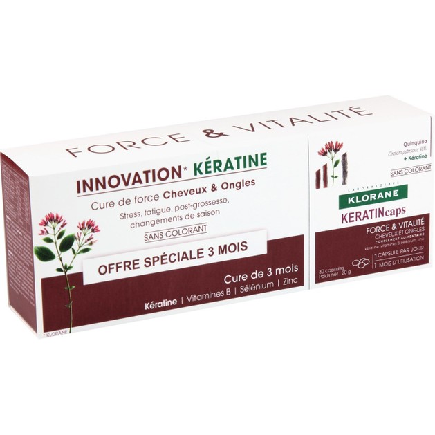Klorane Πακέτο Προσφοράς Keratincaps Force & Vitalite Cheveux et Ongles Συμπλήρωμα Διατροφής 3x30caps 2+1 Δώρο Klorane Πακέτο Προσφοράς Keratincaps Force & Vitalite Cheveux et Ongles Συμπλήρωμα Διατροφής 3x30caps 2+1 Δώρο