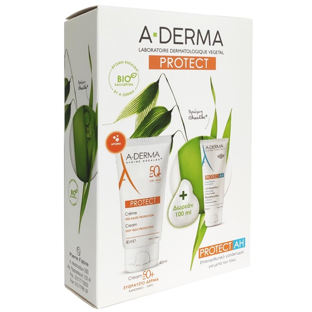 A-Derma Protect Cream Very High Protection Spf50+, 40ml & Δώρο Protect AH Lait Reparateur Apres Soleil 100ml A-Derma Protect Cream Very High Protection Spf50+, 40ml & Δώρο Protect AH Lait Reparateur Apres Soleil 100ml