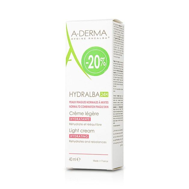 A-Derma Hydralba 24h Hydratante Legere Cream Λεπτόρευστη Ενυδατική Κρέμα για Κανονική, Μικτή Επιδερμίδα 40ml Promo -20% A-Derma Hydralba 24h Hydratante Legere Cream Λεπτόρευστη Ενυδατική Κρέμα για Κανονική, Μικτή Επιδερμίδα 40ml Promo -20%