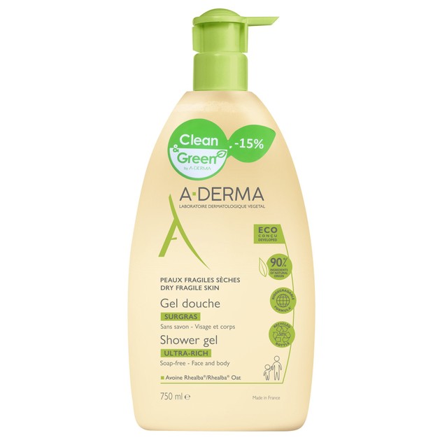 A-Derma Promo Ultra Rich Shower Gel for Dry & Fragile Skin 750ml -15% A-Derma Promo Ultra Rich Shower Gel for Dry & Fragile Skin 750ml -15%