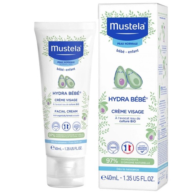 Mustela Hydra Bebe Facial Cream with Organically Farmed Avocado 40ml Mustela Hydra Bebe Facial Cream with Organically Farmed Avocado 40ml