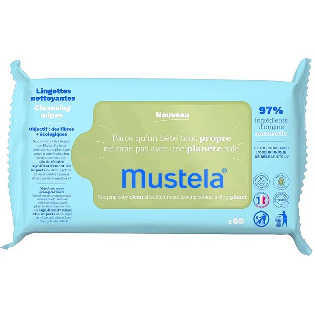 Mustela Eco-Responsible Natural Fiber Cleansing Wipes 60 Τεμάχια Mustela Eco-Responsible Natural Fiber Cleansing Wipes 60 Τεμάχια