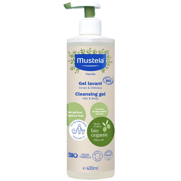 Mustela Bio Organic Cleansing Hair & Body Gel 400ml Mustela Bio Organic Cleansing Hair & Body Gel 400ml