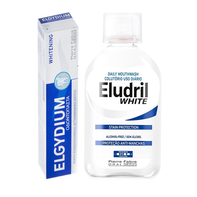 Eludril Promo Whitening Mouthwash 500ml & Elgydium Whitening Touthpaste 75ml Eludril Promo Whitening Mouthwash 500ml & Elgydium Whitening Touthpaste 75ml