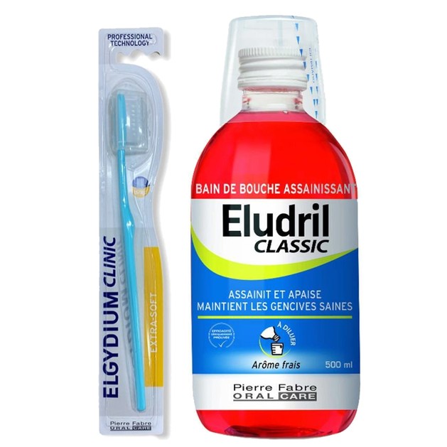 Eludril Promo Classic Mouthwash 500ml & Elgydium Clinic Toothbrush 15/100 σε Ειδική Τιμή Eludril Promo Classic Mouthwash 500ml & Elgydium Clinic Toothbrush 15/100 σε Ειδική Τιμή