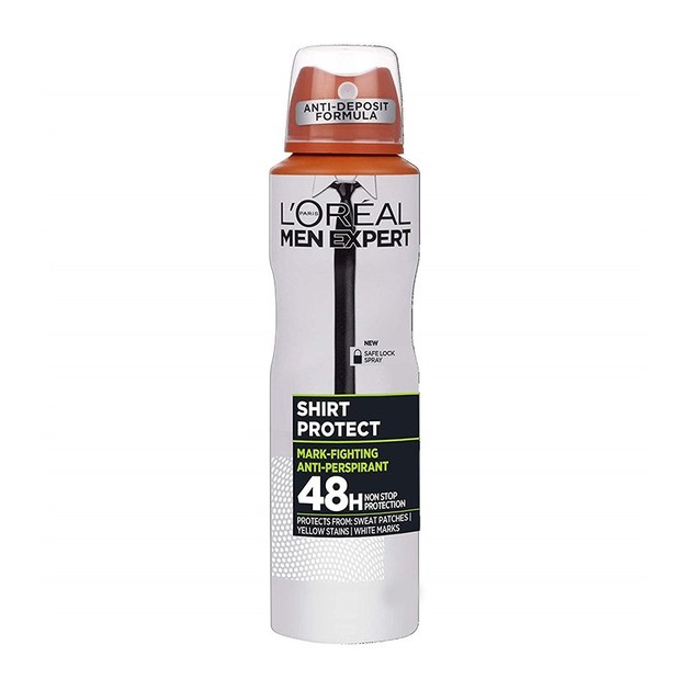 L\'oreal Paris Men Expert Shirt Protect Spray Ανδρικό Αποσμητικό Spray 48ωρης Προστασίας Ενάντια στα Λευκά, Κίτρινα Σημάδια 150ml L\'oreal Paris Men Expert Shirt Protect Spray Ανδρικό Αποσμητικό Spray 48ωρης Προστασίας Ενάντια στα Λευκά, Κίτρινα Σημάδια 150ml