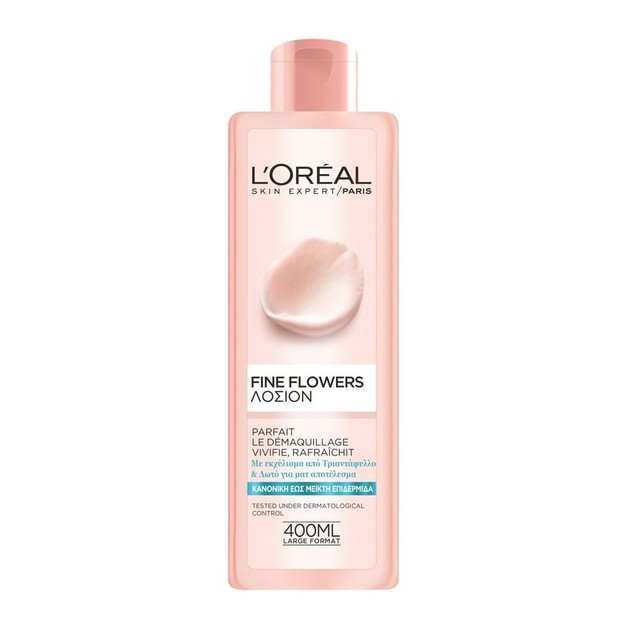 L\'oreal Paris Fine Flowers Τονωτική Λοσιόν για Κανονική Μικτή Επιδερμίδα με Εκχυλίσματα από Τριαντάφυλλο & Λωτό 400ml L\'oreal Paris Fine Flowers Τονωτική Λοσιόν για Κανονική Μικτή Επιδερμίδα με Εκχυλίσματα από Τριαντάφυλλο & Λωτό 400ml