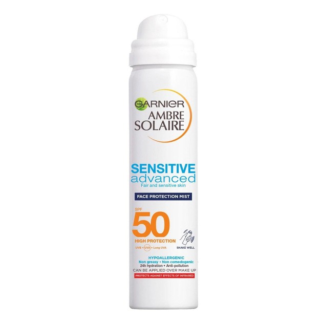 Garnier Ambre Solaire Sensitive Advanced Face UV Invisible Mist Spf50 Spray Πολύ Υψηλής Αντηλιακής Προστασίας Προσώπου 75ml Garnier Ambre Solaire Sensitive Advanced Face UV Invisible Mist Spf50 Spray Πολύ Υψηλής Αντηλιακής Προστασίας Προσώπου 75ml