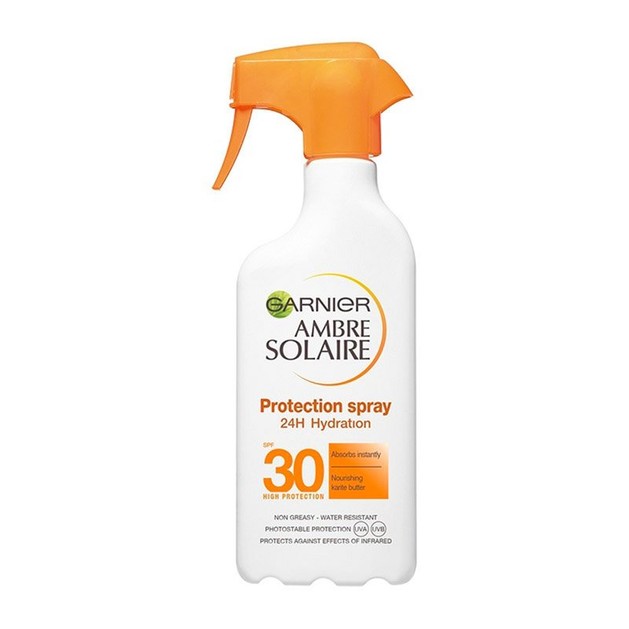 Garnier Ambre Solaire Protection 24h Hydration Spf30 Trigger Spray Υψηλής Αντηλιακής Προστασίας για Ενυδάτωση που Διαρκεί 300ml Garnier Ambre Solaire Protection 24h Hydration Spf30 Trigger Spray Υψηλής Αντηλιακής Προστασίας για Ενυδάτωση που Διαρκεί 300ml