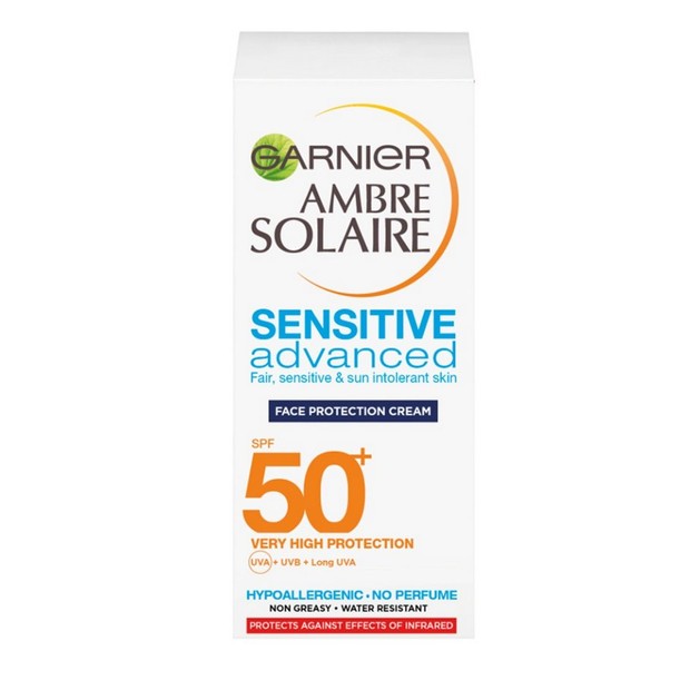 Garnier Ambre Solaire Sensitive Advanced Face UV Cream Spf50+ Κρέμα Προσώπου Πολύ Υψηλής Αντηλιακής Προστασίας 50ml Garnier Ambre Solaire Sensitive Advanced Face UV Cream Spf50+ Κρέμα Προσώπου Πολύ Υψηλής Αντηλιακής Προστασίας 50ml