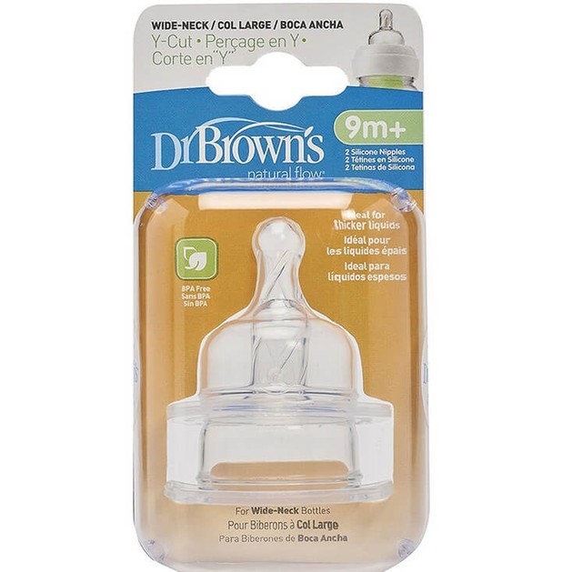 Dr. Brown\'s Θηλές Σιλικόνης για Μπιμπερό με Φαρδύ Λαιμό Με Φαρδιά Τομή σε Σχήμα Υ για Παχύρρευστη Τροφή 2τεμ.9m+,362-GB Dr. Brown\'s Θηλές Σιλικόνης για Μπιμπερό με Φαρδύ Λαιμό Με Φαρδιά Τομή σε Σχήμα Υ για Παχύρρευστη Τροφή 2τεμ.9m+,362-GB