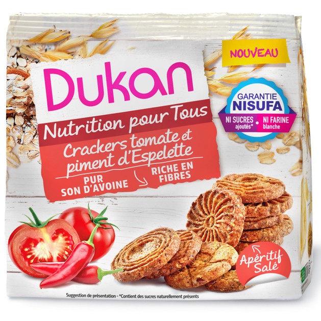 Dukan Nutrition Pour Tous Crackers Tomate et Piment d\'Espelette 100gr Dukan Nutrition Pour Tous Crackers Tomate et Piment d\'Espelette 100gr
