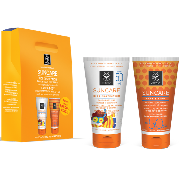 Apivita Πακέτο Προσφοράς Suncare Kids Face&Body Milk Spf50, 150ml & Suncare Face&Body Spf30, 150ml Apivita Πακέτο Προσφοράς Suncare Kids Face&Body Milk Spf50, 150ml & Suncare Face&Body Spf30, 150ml