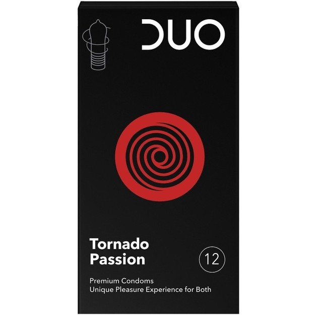 Duo Προφυλακτικά Tornado Passion Με Σχήμα Ανεμοστρόβιλου Και Ραβδώσεις 12 τεμάχια Duo Προφυλακτικά Tornado Passion Με Σχήμα Ανεμοστρόβιλου Και Ραβδώσεις 12 τεμάχια