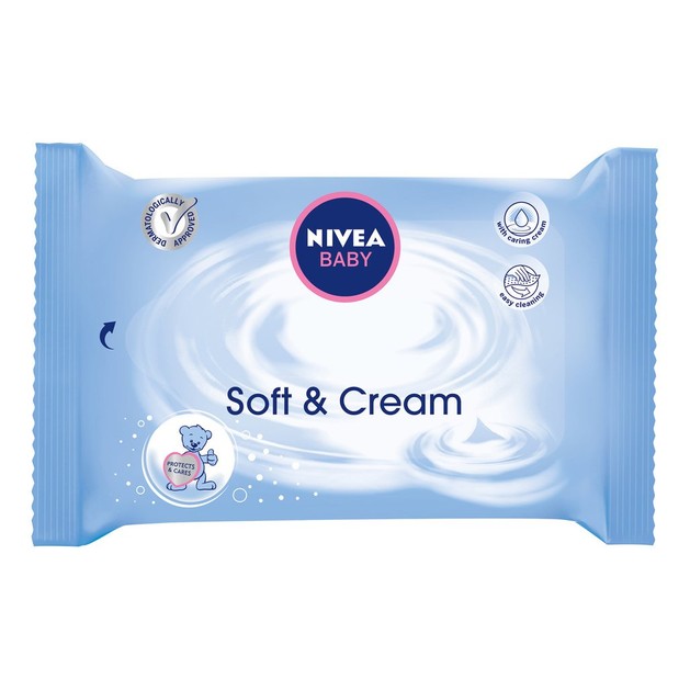Nivea Baby Soft & Cream Μωρομάντηλα Εμποτισμένα με Βρεφική Κρέμα & Πανθενόλη 63 τεμάχια Nivea Baby Soft & Cream Μωρομάντηλα Εμποτισμένα με Βρεφική Κρέμα & Πανθενόλη 63 τεμάχια