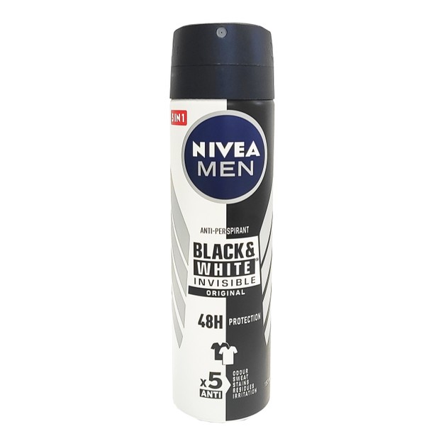 Nivea Men Invisible Black And White Original Anti-Perspirant Deodorant Spray Ανδρικό Αποσμητικό Κατά των Λευκών Σημαδιών 150ml Nivea Men Invisible Black And White Original Anti-Perspirant Deodorant Spray Ανδρικό Αποσμητικό Κατά των Λευκών Σημαδιών 150ml