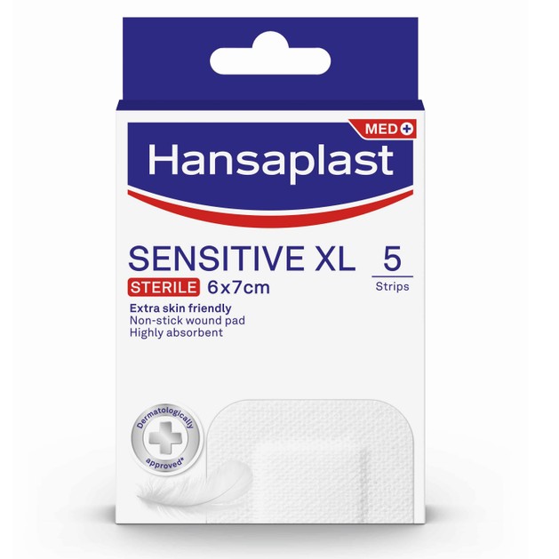 Hansaplast Sensitive XL Sterile 6x7cm, 5 Τεμάχια Hansaplast Sensitive XL Sterile 6x7cm, 5 Τεμάχια