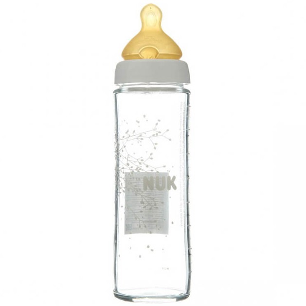 Nuk New Classic Γυάλινο Μπιμπερό με Θηλή Καουτσούκ Λευκό Μεγέθους 1 (0-6 Μηνών) Medium Οπή 240ml Nuk New Classic Γυάλινο Μπιμπερό με Θηλή Καουτσούκ Λευκό Μεγέθους 1 (0-6 Μηνών) Medium Οπή 240ml