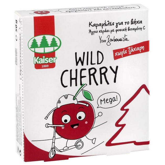 Kaiser Wild Cherry Καραμέλες για το Βήχα Χωρίς Ζάχαρη με Άγριο Κεράσι & Φυσική Βιταμίνη C 50gr Kaiser Wild Cherry Καραμέλες για το Βήχα Χωρίς Ζάχαρη με Άγριο Κεράσι & Φυσική Βιταμίνη C 50gr