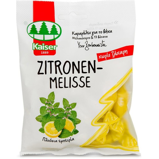 Kaiser Zitronen-Melisse Καραμέλες για το Βήχα Χωρίς Ζάχαρη με Μελισσόχορτο & 13 Βότανα 60gr Kaiser Zitronen-Melisse Καραμέλες για το Βήχα Χωρίς Ζάχαρη με Μελισσόχορτο & 13 Βότανα 60gr