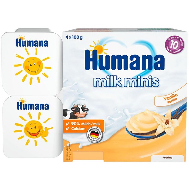 Humana Milk Minis Pudding Vanilla 10m+, 4x100g Humana Milk Minis Pudding Vanilla 10m+, 4x100g