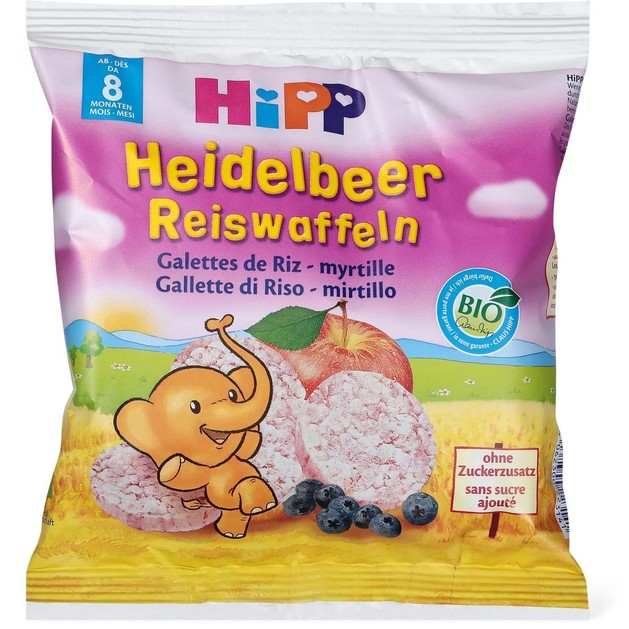 Hipp Heidelbeer Reiswaffeln Παιδικό Ρυζογκοφρετάκι με Μήλο & Βατόμουρο από τον 8ο Μήνα 30gr Hipp Heidelbeer Reiswaffeln Παιδικό Ρυζογκοφρετάκι με Μήλο & Βατόμουρο από τον 8ο Μήνα 30gr