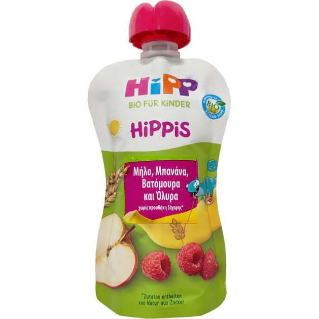 Hipp Φρουτοπολτός Hippis με Μήλο, Μπανάνα, Βατόμουρα & Όλυρα 100g Hipp Φρουτοπολτός Hippis με Μήλο, Μπανάνα, Βατόμουρα & Όλυρα 100g
