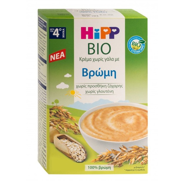 Hipp Bio Κρέμα Χωρίς Γάλα με Βρώμη, Μετά τον 4ο Μήνα 200g Hipp Bio Κρέμα Χωρίς Γάλα με Βρώμη, Μετά τον 4ο Μήνα 200g