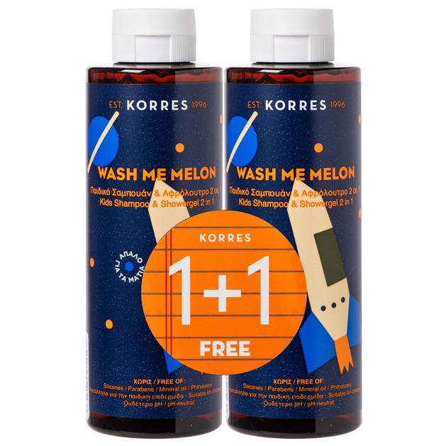 Korres Wash Me Melon Boys Shampoo & Showergel 1+1 Δώρο 250ml Korres Wash Me Melon Boys Shampoo & Showergel 1+1 Δώρο 250ml