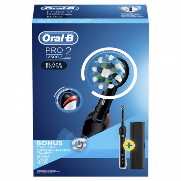 Oral-B Pro 2 2500 Black Edition Ηλεκτρική Οδοντόβουρτσα & Δώρο Θήκη Ταξιδιού Oral-B Pro 2 2500 Black Edition Ηλεκτρική Οδοντόβουρτσα & Δώρο Θήκη Ταξιδιού