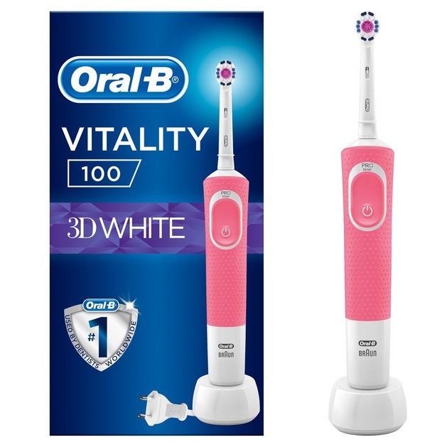 Oral-B Vitality 100 3D White Ηλεκτρική Οδοντόβουρτσα σε Ροζ Χρώμα 1 τεμάχιο Oral-B Vitality 100 3D White Ηλεκτρική Οδοντόβουρτσα σε Ροζ Χρώμα 1 τεμάχιο
