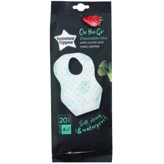 Tommee Tippee On the Go Disposable Bibs with Crumb & Mess Catcher 4m+ Κωδ 46352540, 20 Τεμάχια Tommee Tippee On the Go Disposable Bibs with Crumb & Mess Catcher 4m+ Κωδ 46352540, 20 Τεμάχια