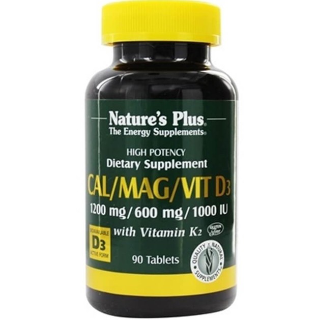Nature\'s Plus Cal/Mag/Vit D3 With Vitamin K2 Συμπλήρωμα Διατροφής για την Υγεία των Οστών 90tabs Nature\'s Plus Cal/Mag/Vit D3 With Vitamin K2 Συμπλήρωμα Διατροφής για την Υγεία των Οστών 90tabs