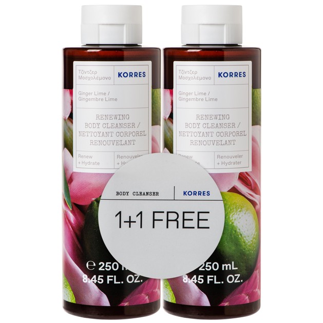 Korres Πακέτο Προσφοράς Renewing Body Cleanser with Ginger & Lime 1+1 Δώρο 2x250ml Korres Πακέτο Προσφοράς Renewing Body Cleanser with Ginger & Lime 1+1 Δώρο 2x250ml