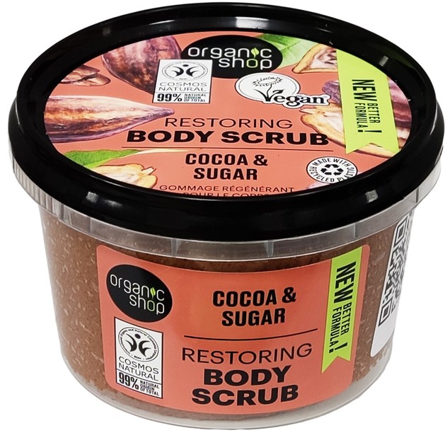 Organic Shop Restoring Body Scrub with Cocoa & Sugar 250ml Organic Shop Restoring Body Scrub with Cocoa & Sugar 250ml