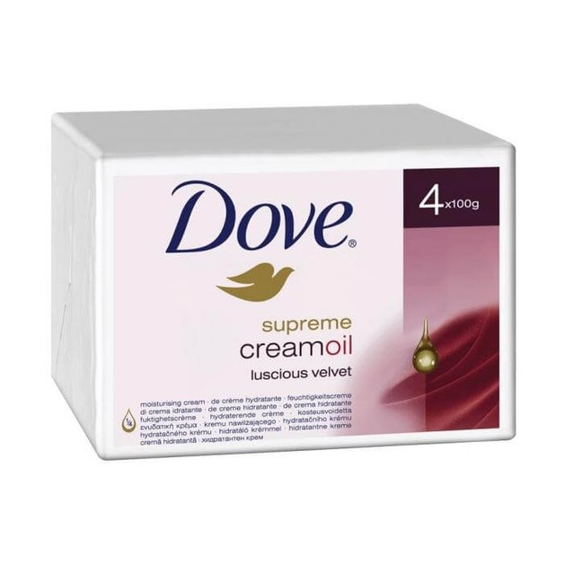 Dove Beauty Bar Supreme Cream Oil Fine Silk Soap Για Μεταξένια Επιδερμίδα 4x100gr Dove Beauty Bar Supreme Cream Oil Fine Silk Soap Για Μεταξένια Επιδερμίδα 4x100gr