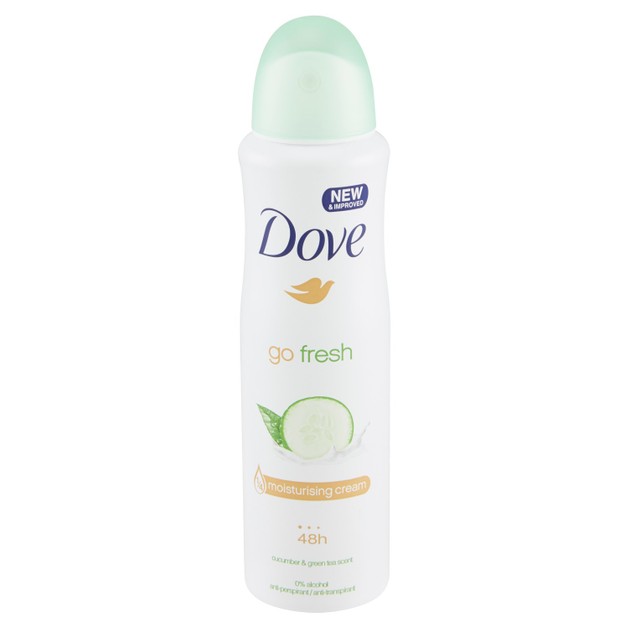 Dove Deo Spray Go Fresh 48h Cucumber & Green Tea Αποσμητικό 48ωρης Αντιιδρωτικής Προστασίας με Αγγούρι & Πράσινο Τσάι 150ml Dove Deo Spray Go Fresh 48h Cucumber & Green Tea Αποσμητικό 48ωρης Αντιιδρωτικής Προστασίας με Αγγούρι & Πράσινο Τσάι 150ml