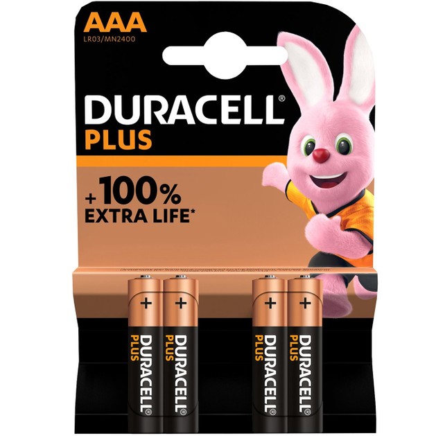 Duracell Plus Power Alkaline AAA +100% Extra Life 4 Τεμάχια Duracell Plus Power Alkaline AAA +100% Extra Life 4 Τεμάχια