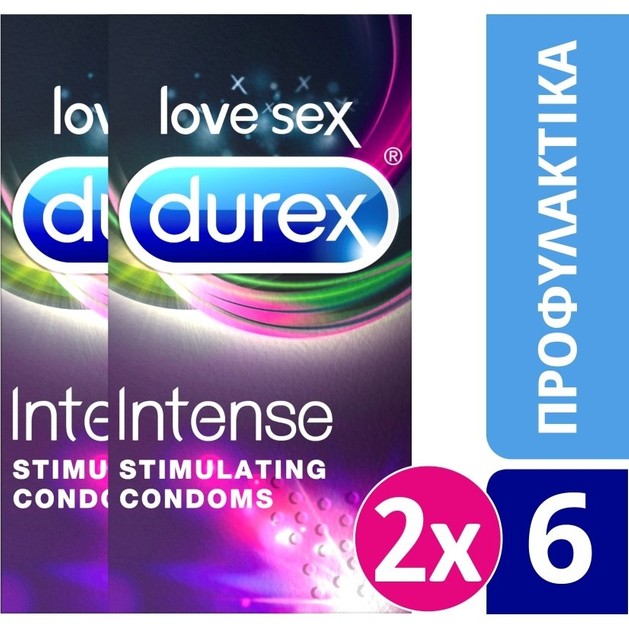 Durex Πακέτο Προσφοράς Intense Stimulating Condoms Διεγερτική Υφή με Ραβδώσεις και Κουκίδες 2 x 6 Τεμάχια σε Ειδική Τιμή Durex Πακέτο Προσφοράς Intense Stimulating Condoms Διεγερτική Υφή με Ραβδώσεις και Κουκίδες 2 x 6 Τεμάχια σε Ειδική Τιμή