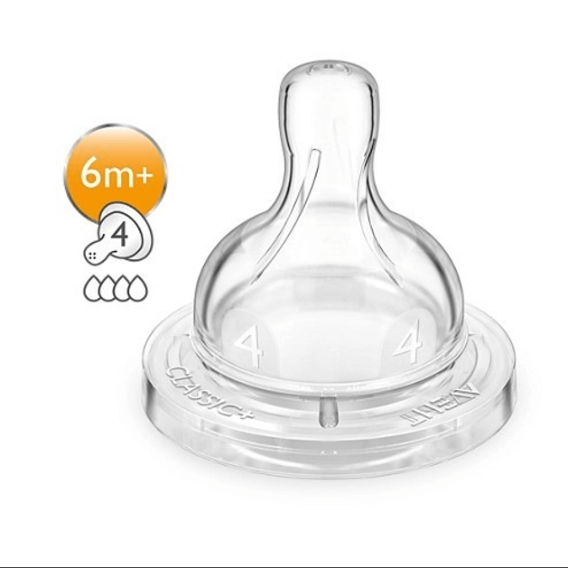 Avent Classic+ Θηλή Σιλικόνης με 4 Οπές 6m+ Μηνών 2τμχ SCF634/27 Avent Classic+ Θηλή Σιλικόνης με 4 Οπές 6m+ Μηνών 2τμχ SCF634/27