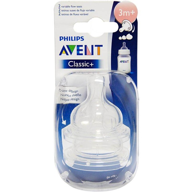 Avent Classic+ Θηλή Σιλικόνης Μεταβλητής Ροής 3+ Μηνών 2τμχ Avent Classic+ Θηλή Σιλικόνης Μεταβλητής Ροής 3+ Μηνών 2τμχ