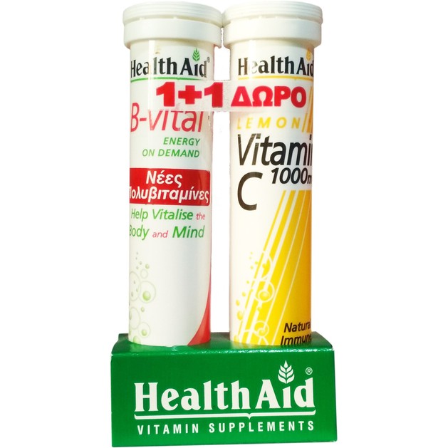 Health Aid Πακέτο Προσφοράς B-Vital Apricot 20eff.tabs & Δώρο Vitamin C Lemon 1000mg 20eff.tabs Health Aid Πακέτο Προσφοράς B-Vital Apricot 20eff.tabs & Δώρο Vitamin C Lemon 1000mg 20eff.tabs