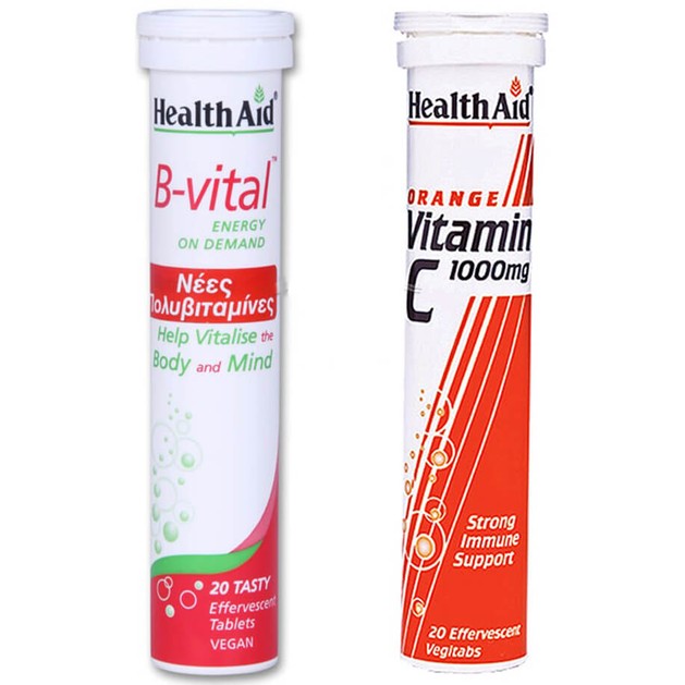 Health Aid Πακέτο Προσφοράς B-Vital Apricot 20eff.tabs + Δώρο Vitamin C Orange 1000mg 20eff.tabs Health Aid Πακέτο Προσφοράς B-Vital Apricot 20eff.tabs + Δώρο Vitamin C Orange 1000mg 20eff.tabs