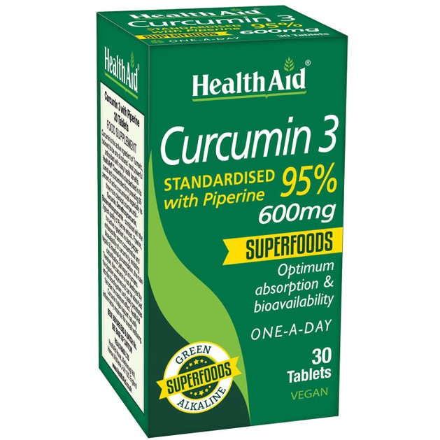 Health Aid Curcumin 3 600mg Συμπλήρωμα Διατροφής Αντιοξειδωτικής Κουρκουμίνης & Πιπερίνης για Μέγιστη Απορρόφηση 30 Tabs Health Aid Curcumin 3 600mg Συμπλήρωμα Διατροφής Αντιοξειδωτικής Κουρκουμίνης & Πιπερίνης για Μέγιστη Απορρόφηση 30 Tabs