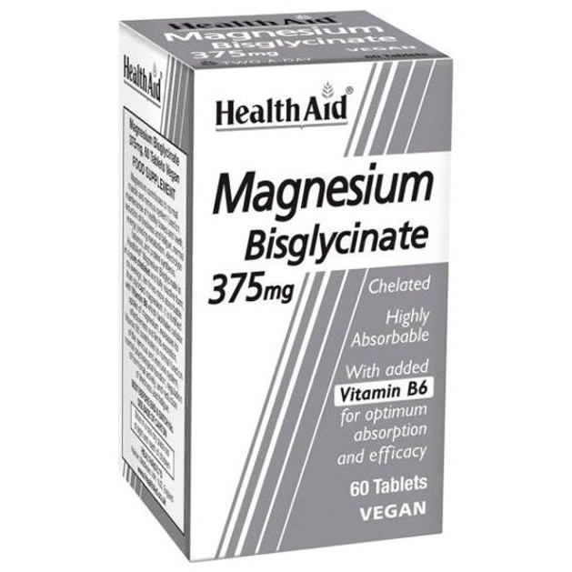Health Aid Magnesium Bisglycinate 375mg & Vitamin B6 Χηλικό Μαγνήσιο & Βιταμίνη Β6 60 tabs Health Aid Magnesium Bisglycinate 375mg & Vitamin B6 Χηλικό Μαγνήσιο & Βιταμίνη Β6 60 tabs