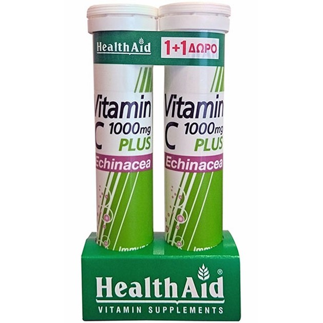 Health Aid Πακέτο Προσφοράς Vitamin C 1000mg Plus Echinachea Lemon Flavour 2x20eff.tabs Health Aid Πακέτο Προσφοράς Vitamin C 1000mg Plus Echinachea Lemon Flavour 2x20eff.tabs